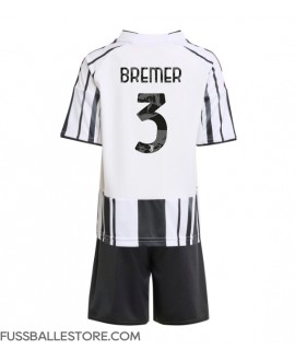 Günstige Juventus Gleison Bremer #3 Heimtrikotsatz Kinder 2025-26 Kurzarm (+ Kurze Hosen)